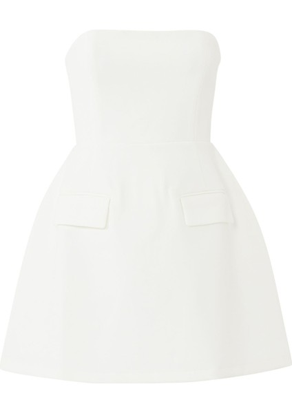 Enfes Straplez Mini Elbise - Beyaz