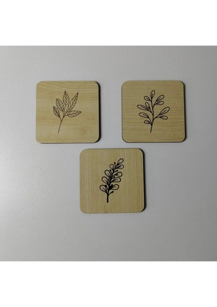 Ahşap Sunumluk|Bardak Altlığı (3 Adet)|9*9 CM|BA4009