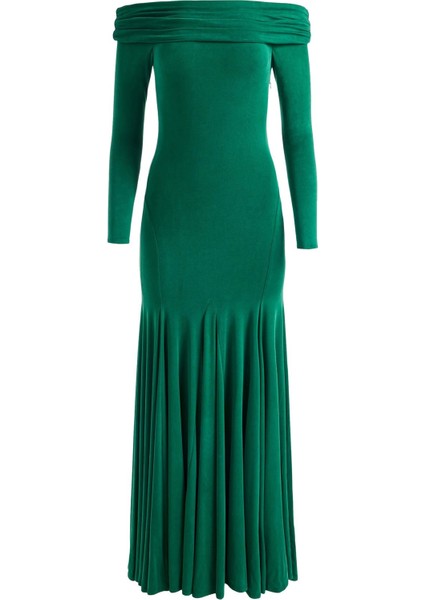 Augusta Off-Shoulder Vücut Saran Maxi Elbise