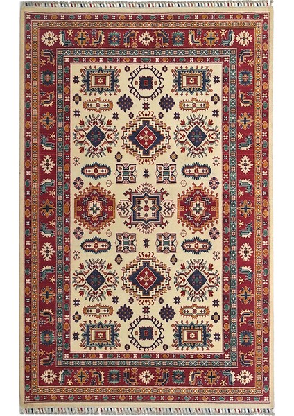 Harem HRM01 Cream Geleneksel Desenlere Sahip Yün ile Üretilen Renkli Özel Tezgah Halı