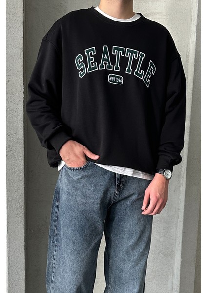 Erkek Seattle Baskılı Oversize Sweatshirt fiyatları