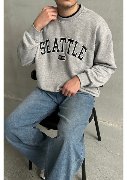 Erkek Seattle Baskılı Oversize Sweatshirt fiyatları