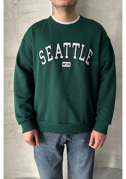 Erkek Seattle Baskılı Oversize Sweatshirt fiyatları