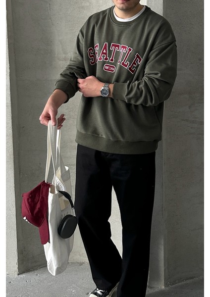 Erkek Seattle Baskılı Oversize Sweatshirt fiyatları