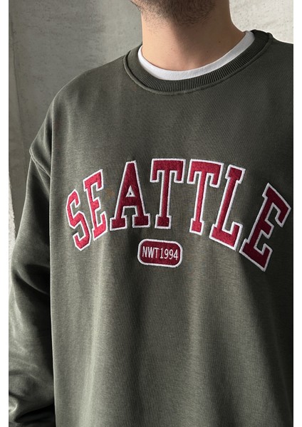 Erkek Seattle Baskılı Oversize Sweatshirt fırsatları