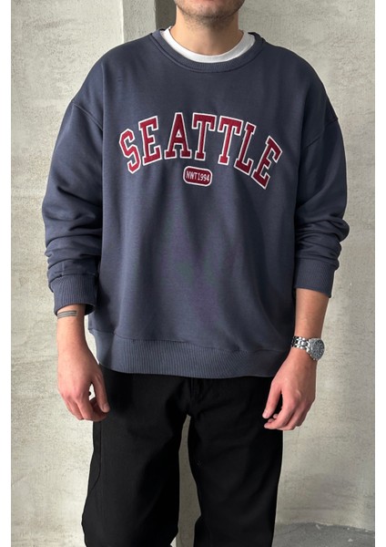 Erkek Seattle Baskılı Oversize Sweatshirt modelleri