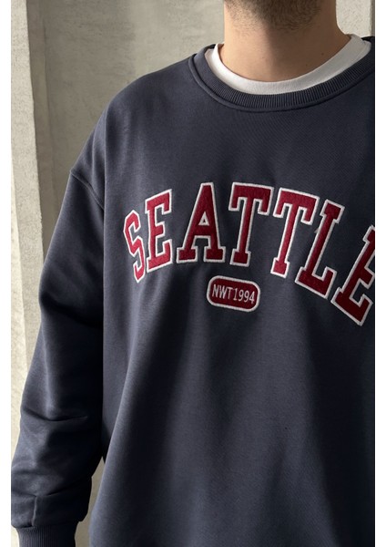 Erkek Seattle Baskılı Oversize Sweatshirt indirimleri