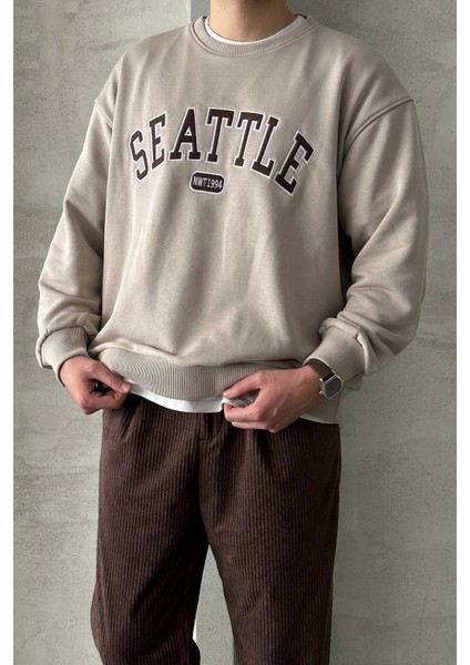 Erkek Seattle Baskılı Oversize Sweatshirt fiyatları