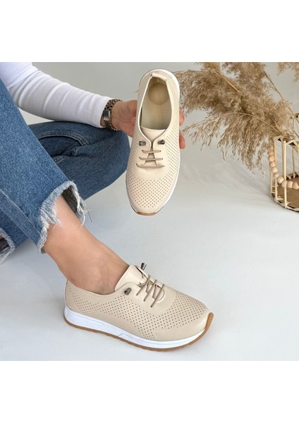 Tone Bej Cilt Bağcıklı Spor Ayakkabı - modelleri