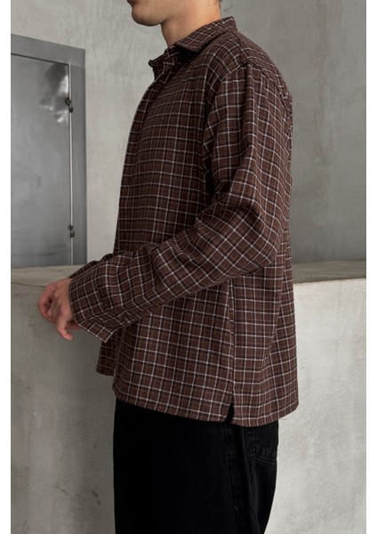 Erkek Oversize Kesim Kareli Gömlek