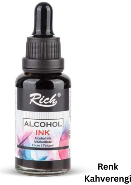 Alkol Bazlı Mürekkep (Alcohol Ink) – 30 Ml, Krapon Çiçek Yapım, Dıy Mürekkebi, Kahverengi