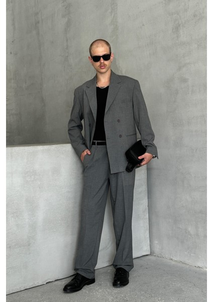 Erkek Oversize Rahat Kalıp Kruvaze Takım Elbise