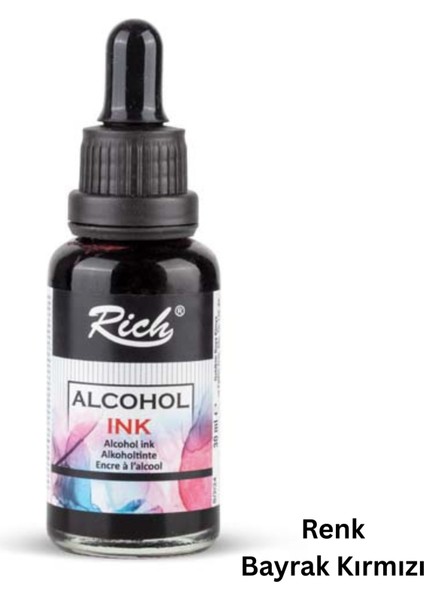 Alkol Bazlı Mürekkep (Alcohol Ink) – 30 Ml, Krapon Çiçek Yapım, Dıy Mürekkebi, Bayrak Kırmızı