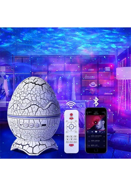 Dinazor Yumurtası Şekilli Kumandalı Galaxy Yıldızlı Gökyüzü Kablosuz Bluetooth Speaker Gece Lambası
