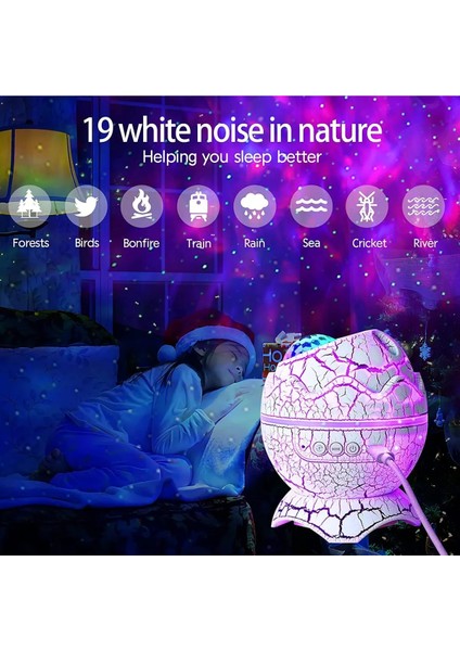 Dinazor Yumurtası Şekilli Kumandalı Galaxy Yıldızlı Gökyüzü Kablosuz Bluetooth Speaker Gece Lambası