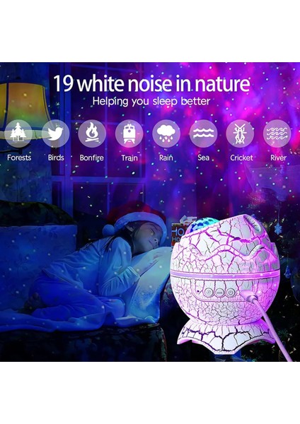 Dinazor Yumurtası Şekilli Kumandalı Galaxy Yıldızlı Gökyüzü Kablosuz Bluetooth Speaker Gece Lambası