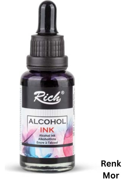 Alkol Bazlı Mürekkep (Alcohol Ink) – 30 Ml, Krapon Çiçek Yapım, Dıy Mürekkebi, Mor