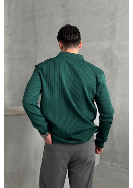 Erkek Polo Yaka Fitilli Oversize Triko Kazak fırsatları