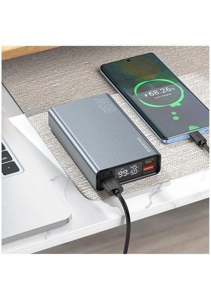 15000MAH 65W Usb-C Input ve Output Digital Ekranlı Güç Bankası Powerbank iPhone ile Uyumlu Şarj Seviyesi LED Gösterli Kompak ve Modern Tasarım BJ40
