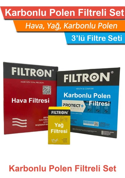 Citroen C3 Aircross 1.6 Bluehdı Filtron Filtre Bakım Seti 2017-2018 Hava+Yağ+Karbonlu Polen