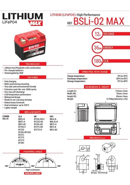 Bslı-02 Max Lithium-Ion Motosiklet Atv Aküsü 360115