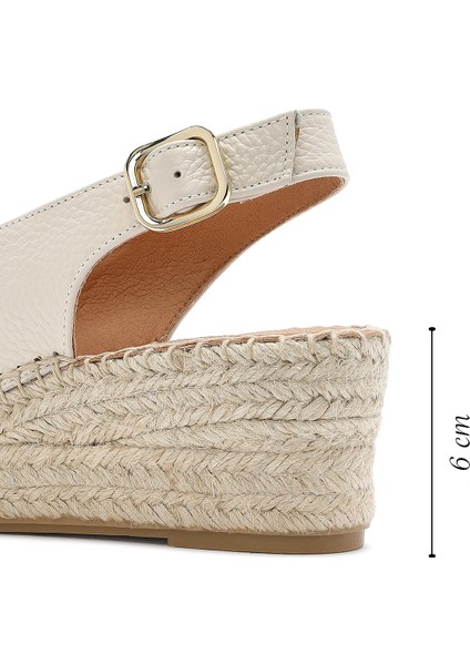 Kadın Krem Bilekten Tokalı Dolgu Topuklu Deri Espadril Sandalet 25SFD45766F fiyatları