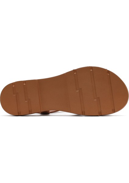 Kadın Taba Bilekten Tokalı Deri Sandalet 25SFD341614