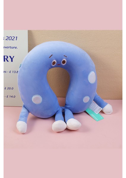 Cheese Memory Foam U Tipi Yastık Mavi