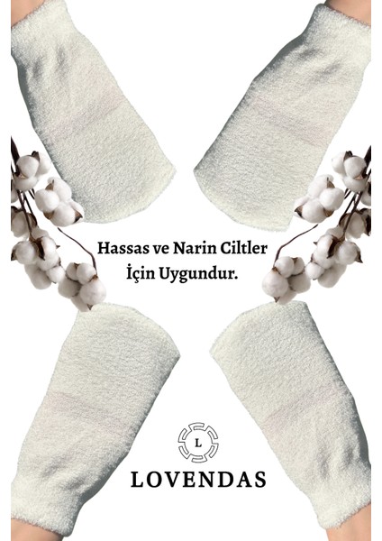 Pamuklu Banyo Eldiveni Hassas ve Narin Ciltler Için