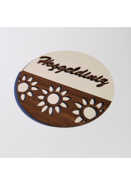 ''hoşgeldiniz'' Yazılı Ahşap Kapı Süsü| 25*25 CM|KS8005