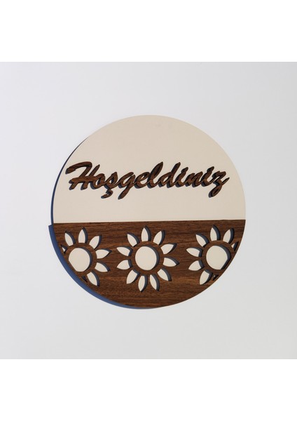 ''hoşgeldiniz'' Yazılı Ahşap Kapı Süsü| 25*25 CM|KS8005