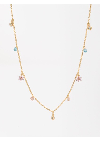 Zirkon Taşlı Gold Kolye