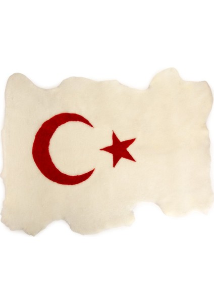 Ay Yıldız Desenli Hakiki Koyun Postu Halı BYRK001
