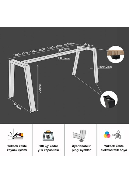 Ofis Masası Ayağı Çalışma Masası Ayağı Metal Ayak 73 Cm-60 CM-130 cm