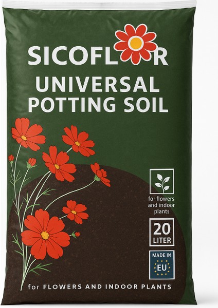 Sıcoflor Universal Saksı Toprağı | 20 Litre | Çiçekler ve Iç Mekan Bitkileri Için | Made In Eu