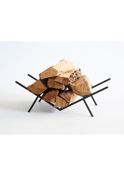 Mini Odun Standı Metal Odunluk Odun Sepeti 1 Adet Siyah Renk fiyatları