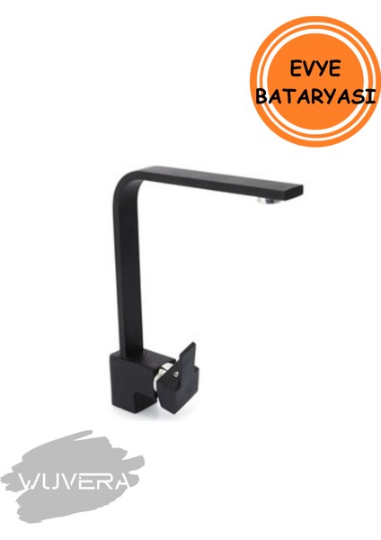 Mat Siyah Kare Mutfak Evye Bataryası – Çift Girişli, Aç-Kapa, Modern ve Dayanıklı