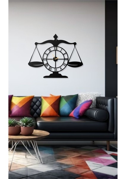 Duvar Saati Hukuçulara Özel Adalet Avukatlık Terazi Tasarımlı Ev ve Ofis Dekoratif Metal Duvar Saati modelleri
