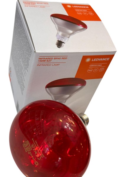 Infrared BR40 Kırmızı (red) 150W Ampül (Isı Ampül) E27 Duylu 350 Lümen 1200 Kelvin