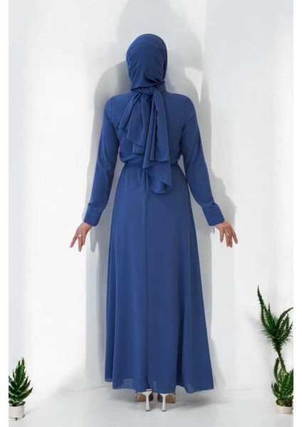 Taş Detaylı Şallı Elbise Takım 3953 Indigo fiyatları