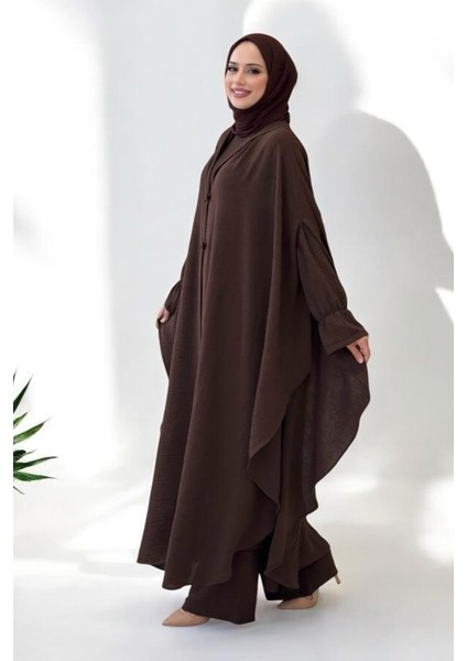 Tunik, Pantolon ve Abaya Üçlü Takım 8663 Kahverengi modelleri