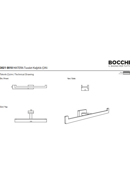 Bocchi Matera Tuvalet Kağıtlık Ikili Açık Krom 3021-0010