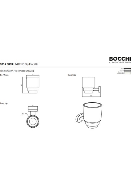 Bocchi Livorno Diş Fırçalık Krom 3014-0003 fiyatları
