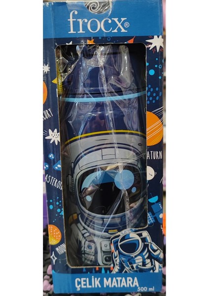Çocuk Astronot Figürlü Paslanmaz Çelik Matara H70008