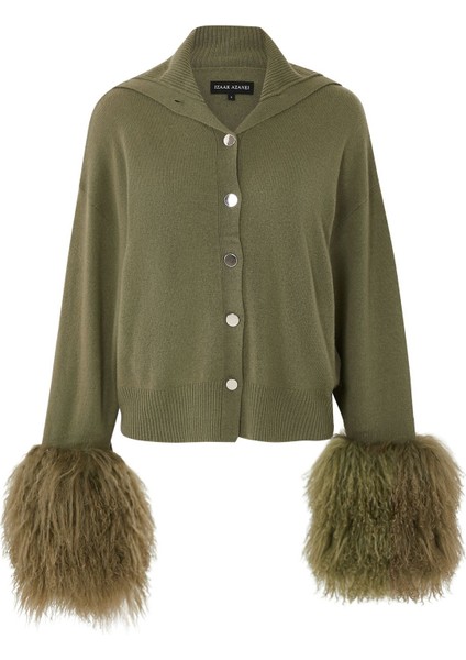 Yün Kolları Kürk Detaylı Hırka