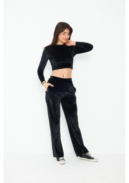 Tariki Siyah Kadife Pantolon modelleri
