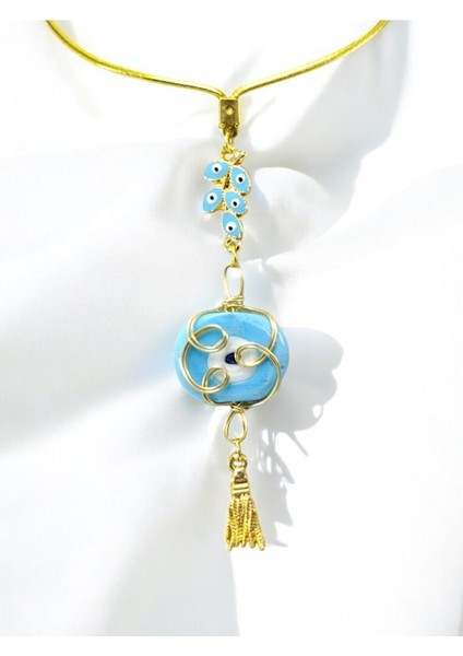 Mavi Salkım Nazar Detaylı Sarma Dana Gözlü Araba Dikiz Ayna Süsü/ Püsküllü Araba Hediyesi fırsatları