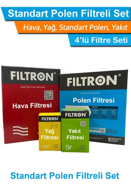 Citroen C3 1.4 Benzinli Filtron Filtre Bakım Seti 2003-2009 Hava+Yağ+Yakıt+Standart Polen