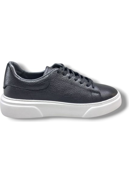 GR0309 Hakiki Özel Yapım Floter Deri Yüksek Eva Taban Siyah Sneakers Erkek Ayakkabı fırsatları
