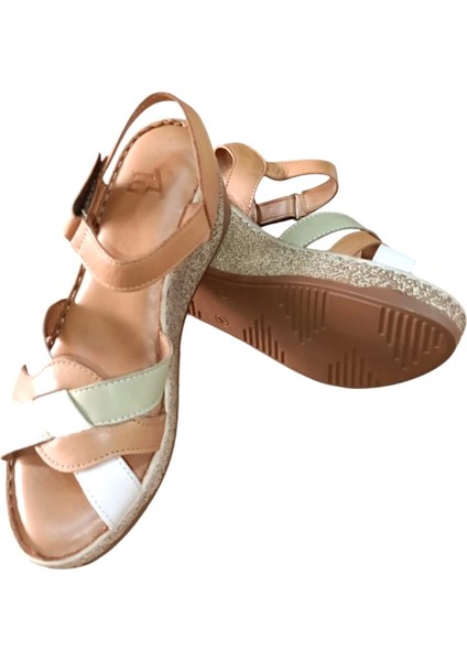 401 Kadın Deri Dolgu Topuklu Comfort Sandalet Taba fiyatları